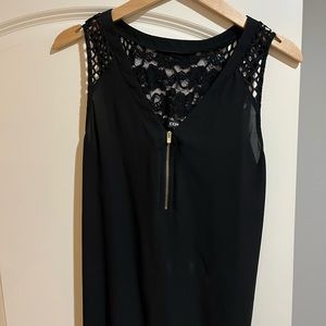 Black, Express, quarter gold zip cami with lace detail backing